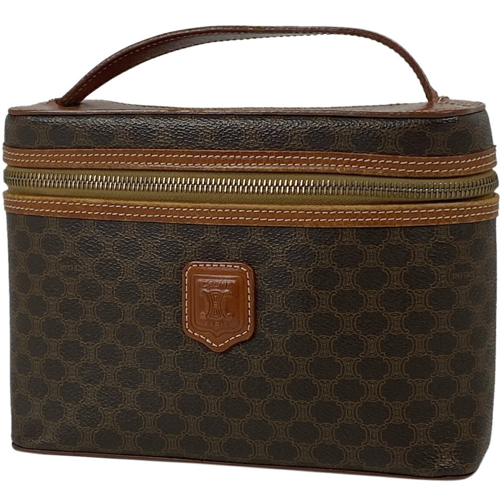 Celine Macadam Vanity Bag Handbag Makeup Clutch Canvas Brown - Picture 1 of 6